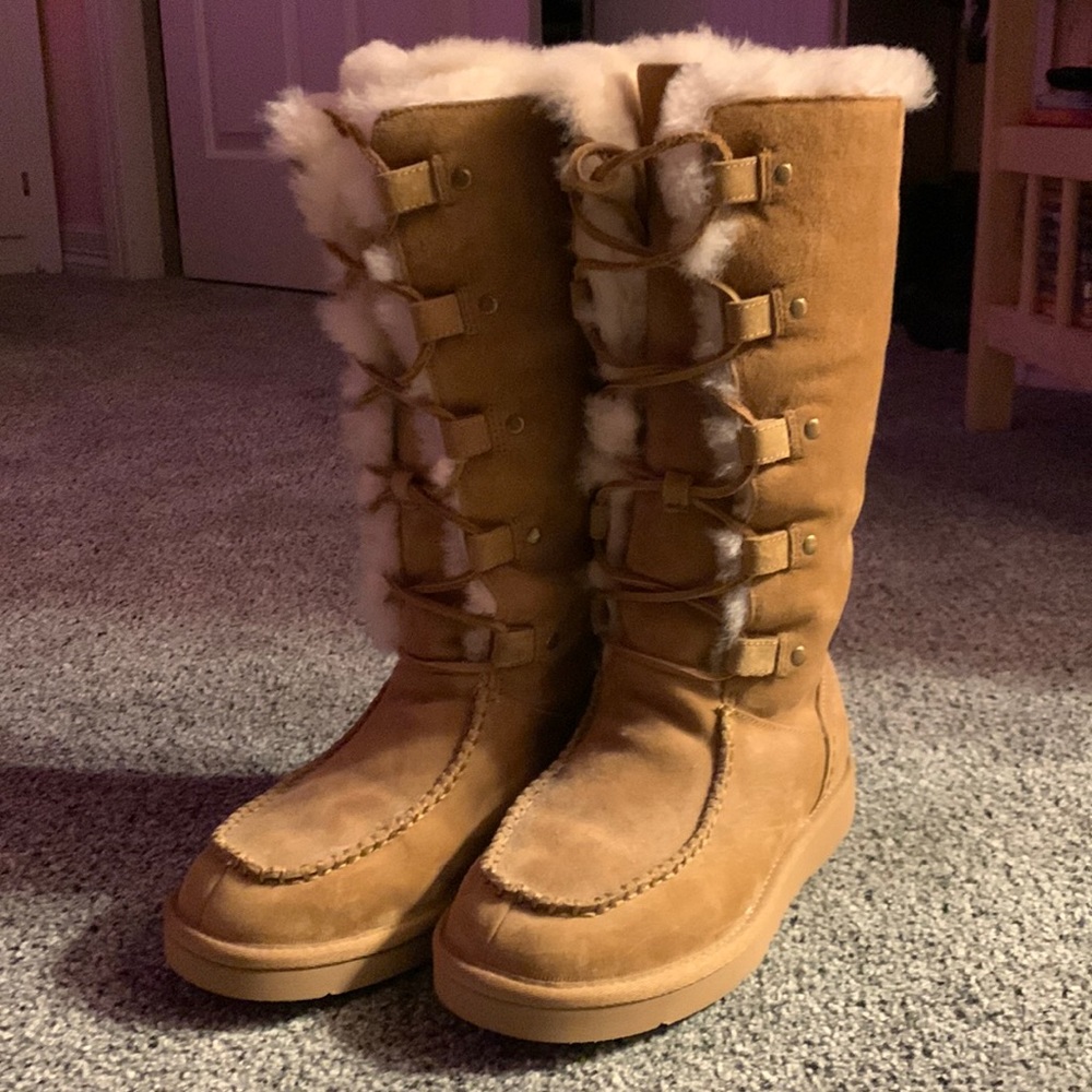 UGG tall lace up tan boots